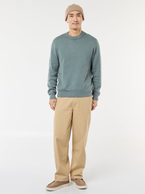 Camisola lisa de gola redonda - Kiabi