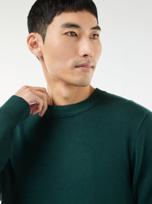 Camisola lisa de gola redonda - Kiabi