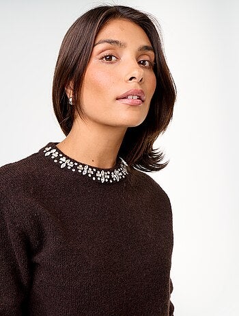 Camisola lisa de malha grossa