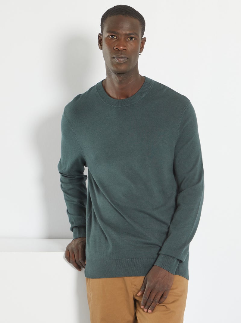 Camisola lisa de malha VERDE - Kiabi