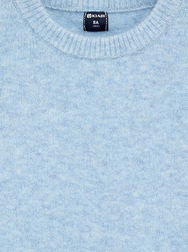 Camisola lisa de manga comprida Azul - Kiabi