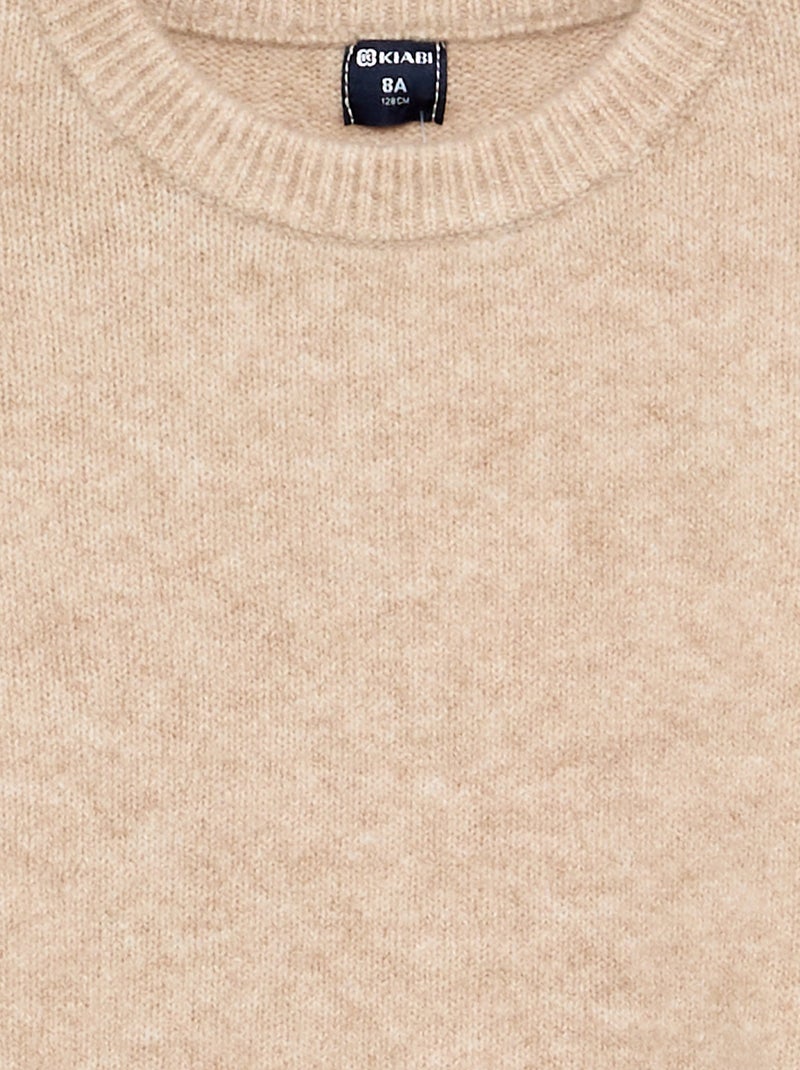 Camisola lisa de manga comprida Bege - Kiabi