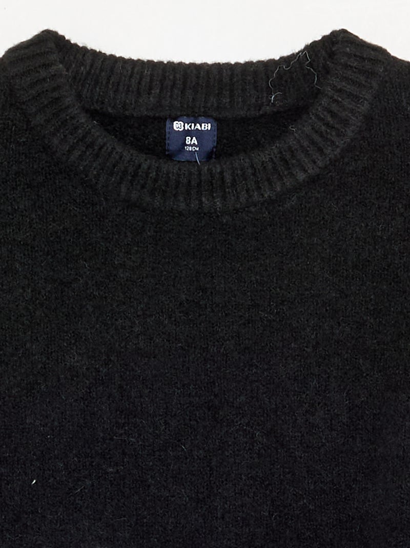 Camisola lisa de manga comprida Preto - Kiabi