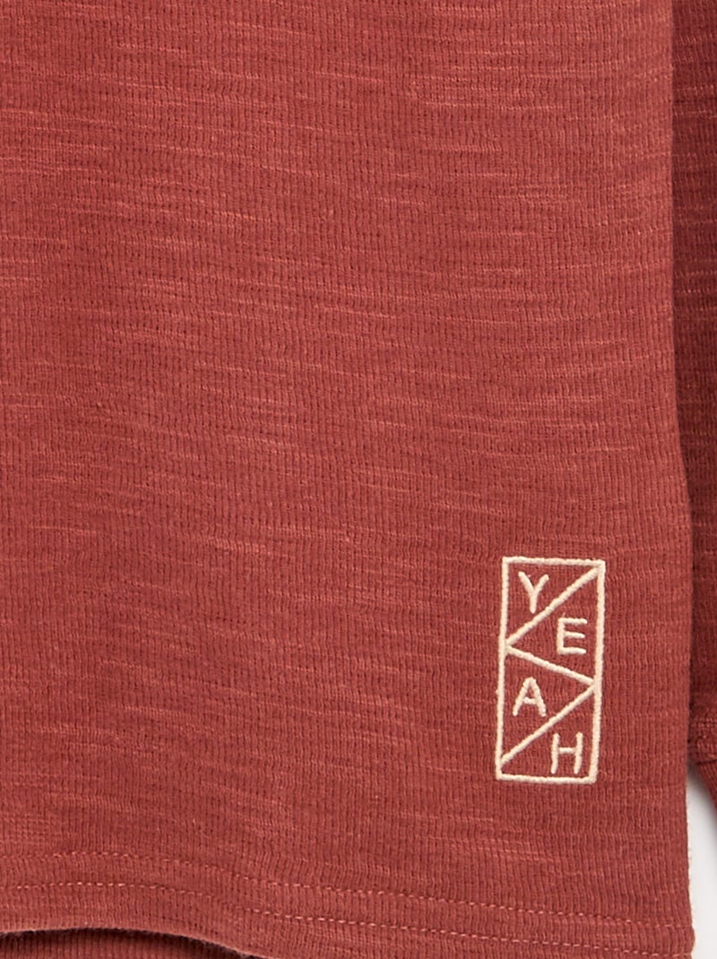 Camisola lisa de manga comprida Vermelho - Kiabi