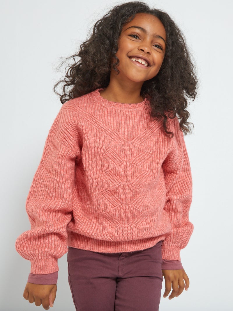 Camisola lisa em malha grossa Rosa - Kiabi