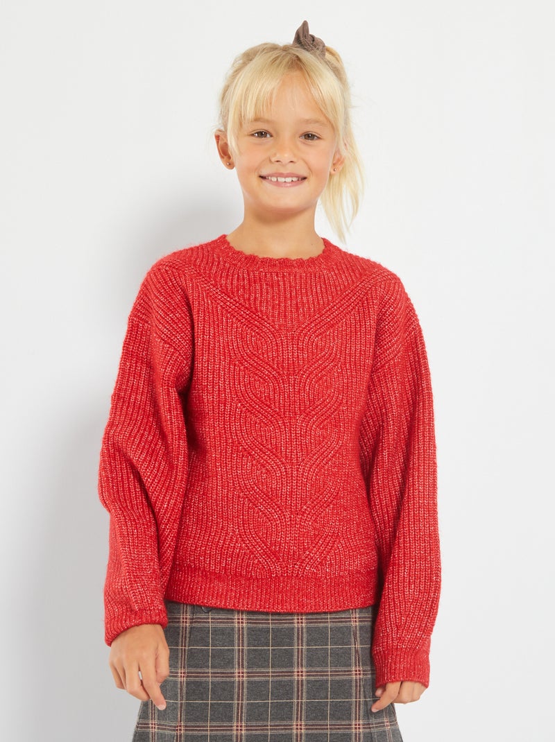 Camisola lisa em malha grossa Vermelho Mesclado - Kiabi