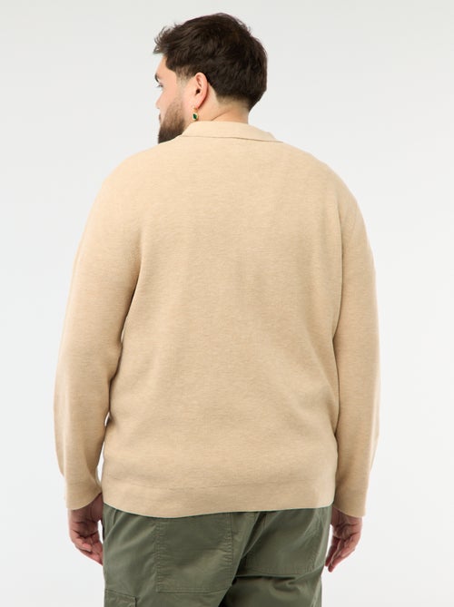 Camisola lisa gola polo com botões - Kiabi