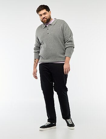 Camisola lisa com gola polo abotoada