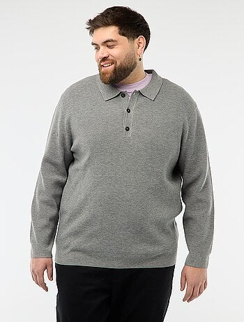 Camisola lisa com gola polo abotoada