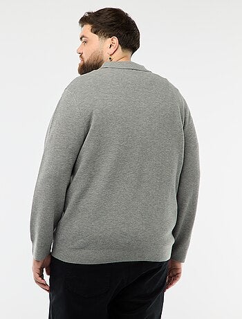 Camisola lisa com gola polo abotoada