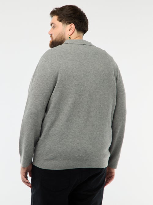 Camisola lisa gola polo com botões - Kiabi