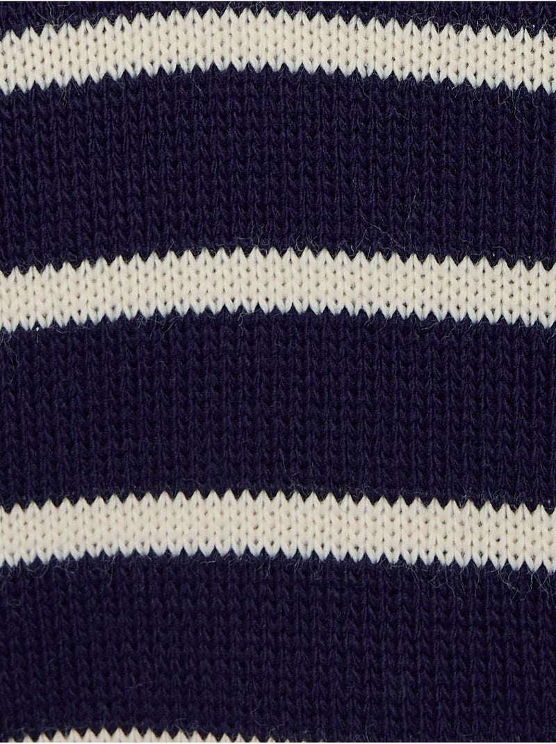 Camisola listrada com decote em V Azul escuro - Kiabi