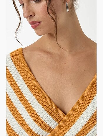 Camisola listrada com gola cruzada hiccup