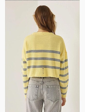 Camisola listrada com gola redonda
