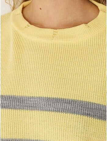 Camisola listrada com gola redonda