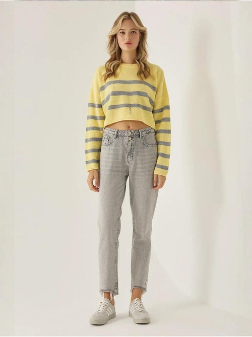 Camisola listrada com gola redonda - Kiabi Camisola listrada com gola redonda - Kiabi