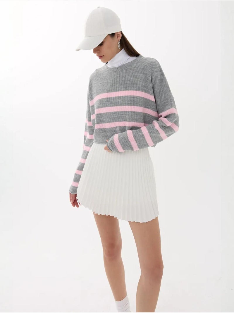 Camisola listrada com gola redonda Multicolorido - Kiabi