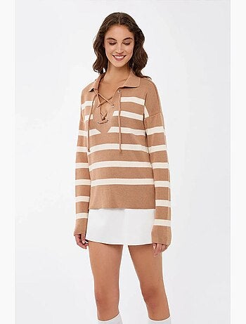 Camisola listrada de malha relaxada