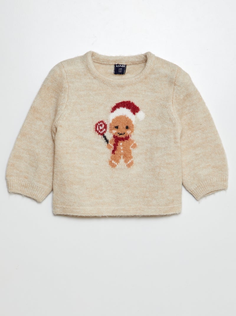 Camisola macia e quente 'Natal' BEGE - Kiabi