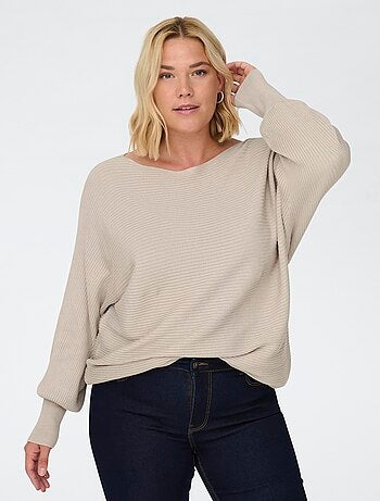 Camisola malha canelada lisa