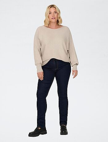 Camisola malha canelada lisa