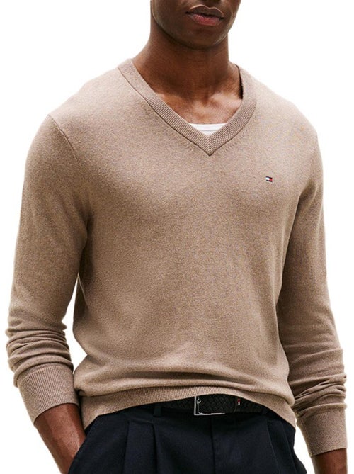 Camisola marrom de homem tommy hilfiger pima mw0mw28047 - Kiabi Camisola marrom de homem tommy hilfiger pima mw0mw28047 - Kiabi