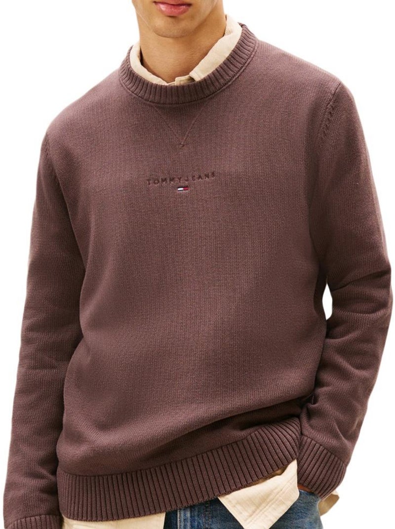 Camisola Marrom Tommy Hilfiger Linears para Homem Castanho-capuccino - Kiabi
