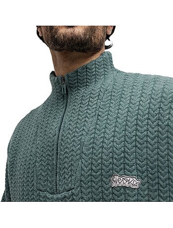 Camisola meio fecho zipper e gola subida para homem