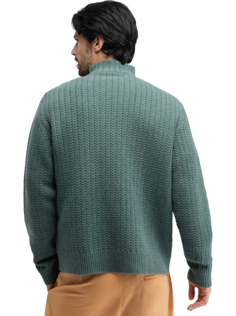 Camisola meio fecho zipper e gola subida para homem Azul - Kiabi