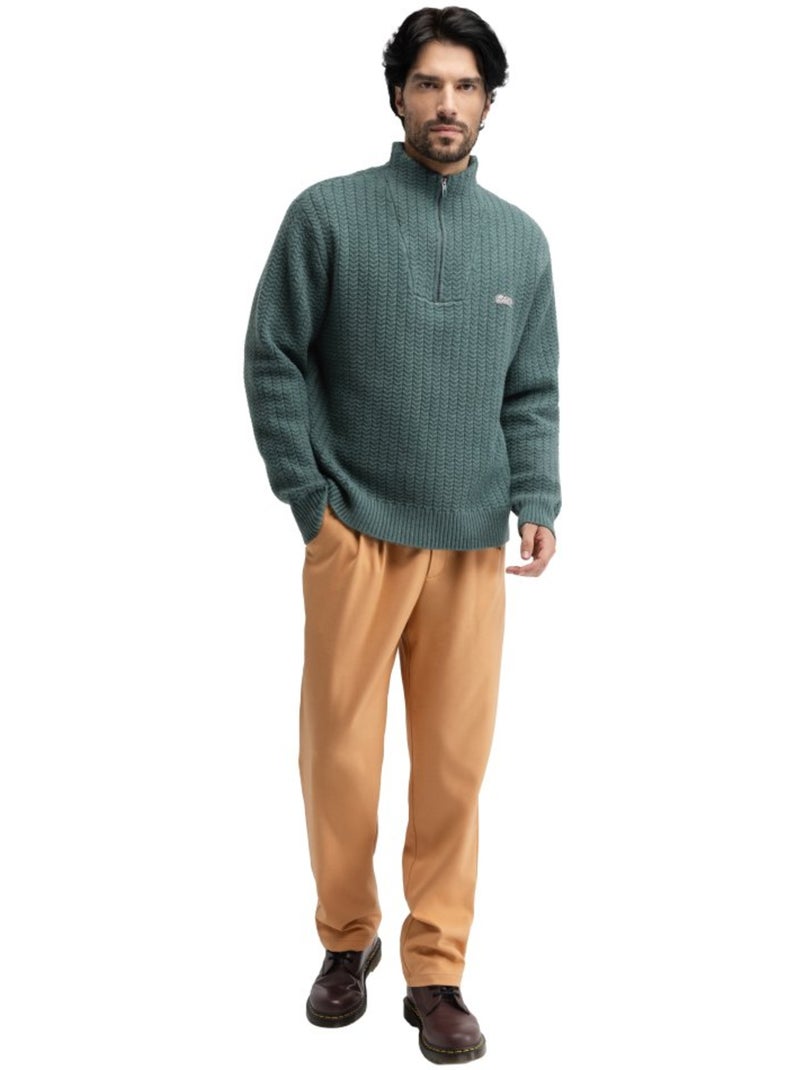 Camisola meio fecho zipper e gola subida para homem Azul - Kiabi