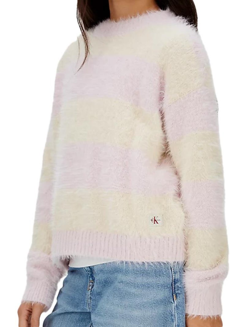 Camisola Menina Calvin Klein Jeans Ck Stripe Amarelo/Rosa Rosa - Kiabi