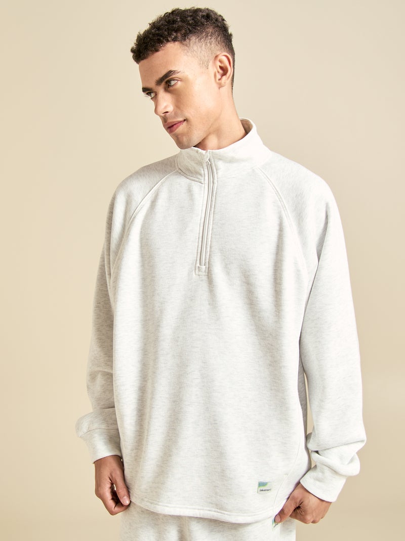 Camisola multi-desportiva com gola alta com fecho - (ekstract) Cinza - Kiabi
