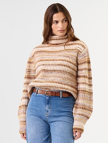 Camisola multicolor de gola alta