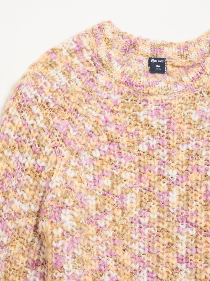Camisola multicolor de malha grossa Rosa - Kiabi