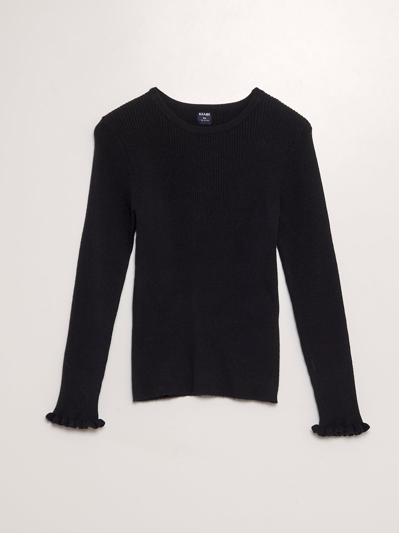 Camisola nervurada Preto - Kiabi