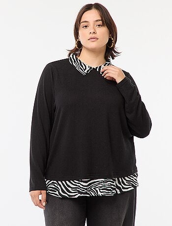 Camisola 'Only Carmakoma' efeito 2 em 1 camisa