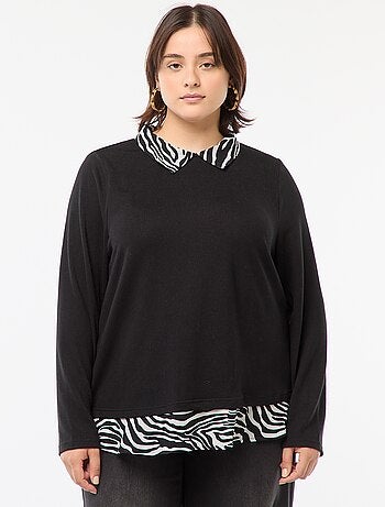 Camisola 'Only Carmakoma' efeito 2 em 1 camisa