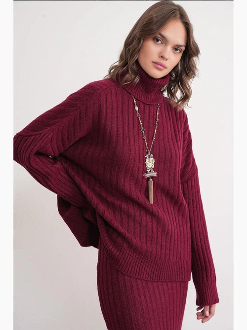 Camisola oversize canelada de gola alta mixray - Kiabi Camisola oversize canelada de gola alta mixray - Kiabi