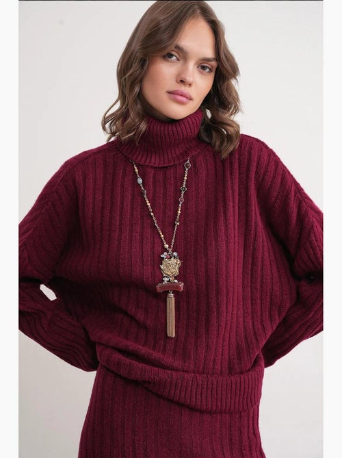 Camisola oversize canelada de gola alta mixray - Kiabi Camisola oversize canelada de gola alta mixray - Kiabi