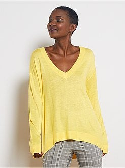 Camisola oversize com gola em V - Kiabi