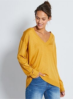 Camisola oversize com gola em V - Kiabi