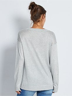 Camisola oversize com gola em V - Kiabi