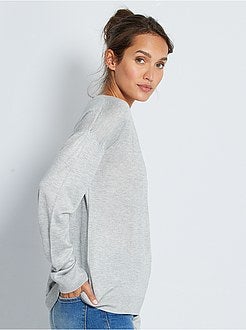 Camisola oversize com gola em V - Kiabi