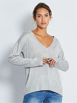 Camisola oversize com gola em V - Kiabi