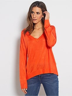 Camisola oversize com gola em V - Kiabi
