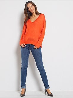 Camisola oversize com gola em V - Kiabi