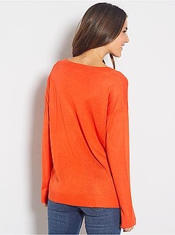 Camisola oversize com gola em V - Kiabi