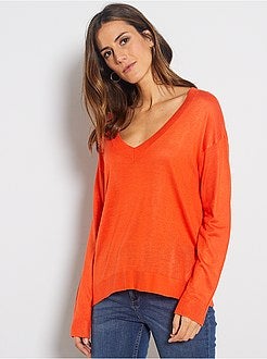 Camisola oversize com gola em V - Kiabi