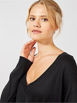 Camisola oversize com gola em V - Kiabi