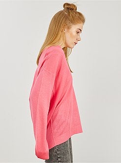 Camisola oversize com gola em V - Kiabi